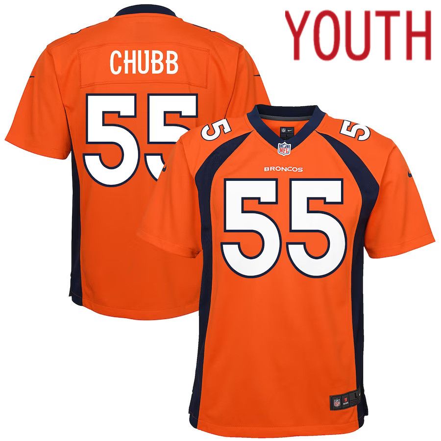 Youth Denver Broncos 55 Bradley Chubb Nike Orange Game NFL Jersey
